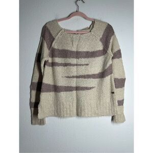 EDC Women’s Alpaca Blend Bohemian Sweater Tan Brown Bow on the Back Size S